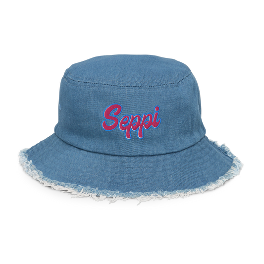 Premium Distressed Denim Bucket Hat -  **Ultimate Seppi Vibe**